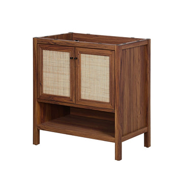 Jasper Rattan Modern Coastal 2-Shelf Bath Vanity Cabinet Only (Sink Basin Not Included)